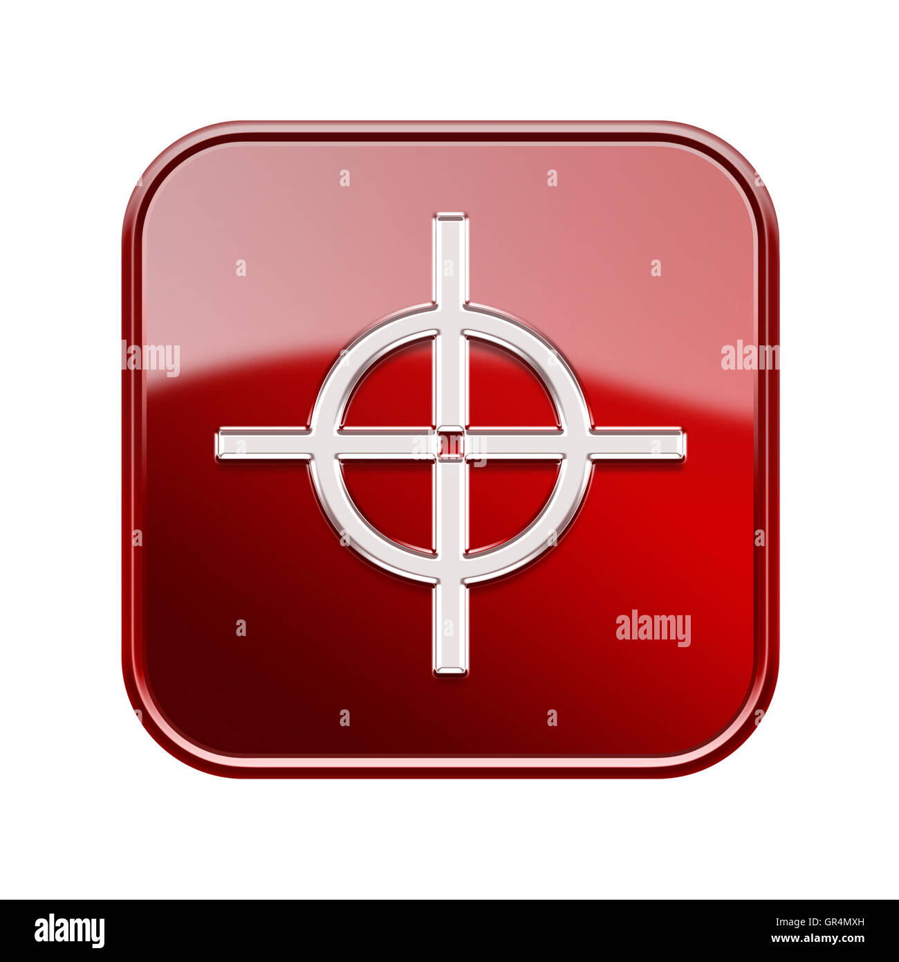 target icon glossy red, isolated on white background Stock Photo - Alamy