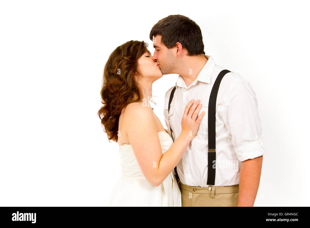 Bride and Groom in Studio Stock Photo