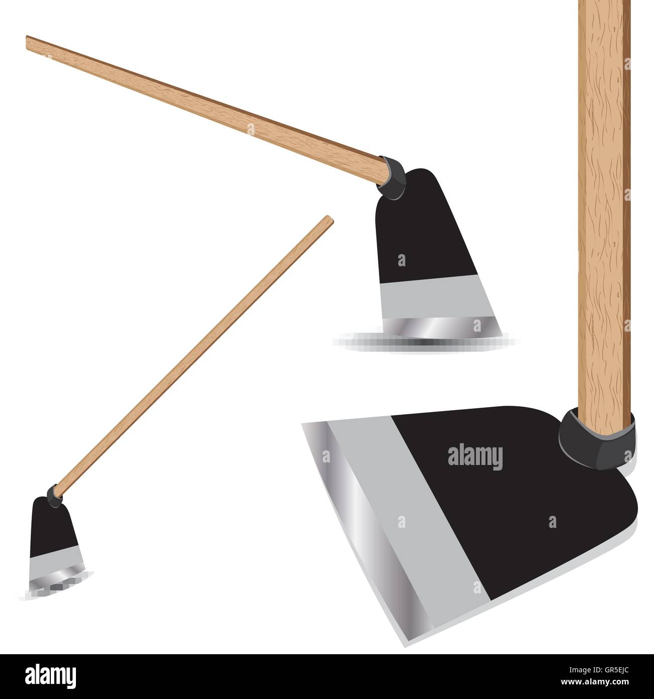 hoe vector illustration white tool garden isolated