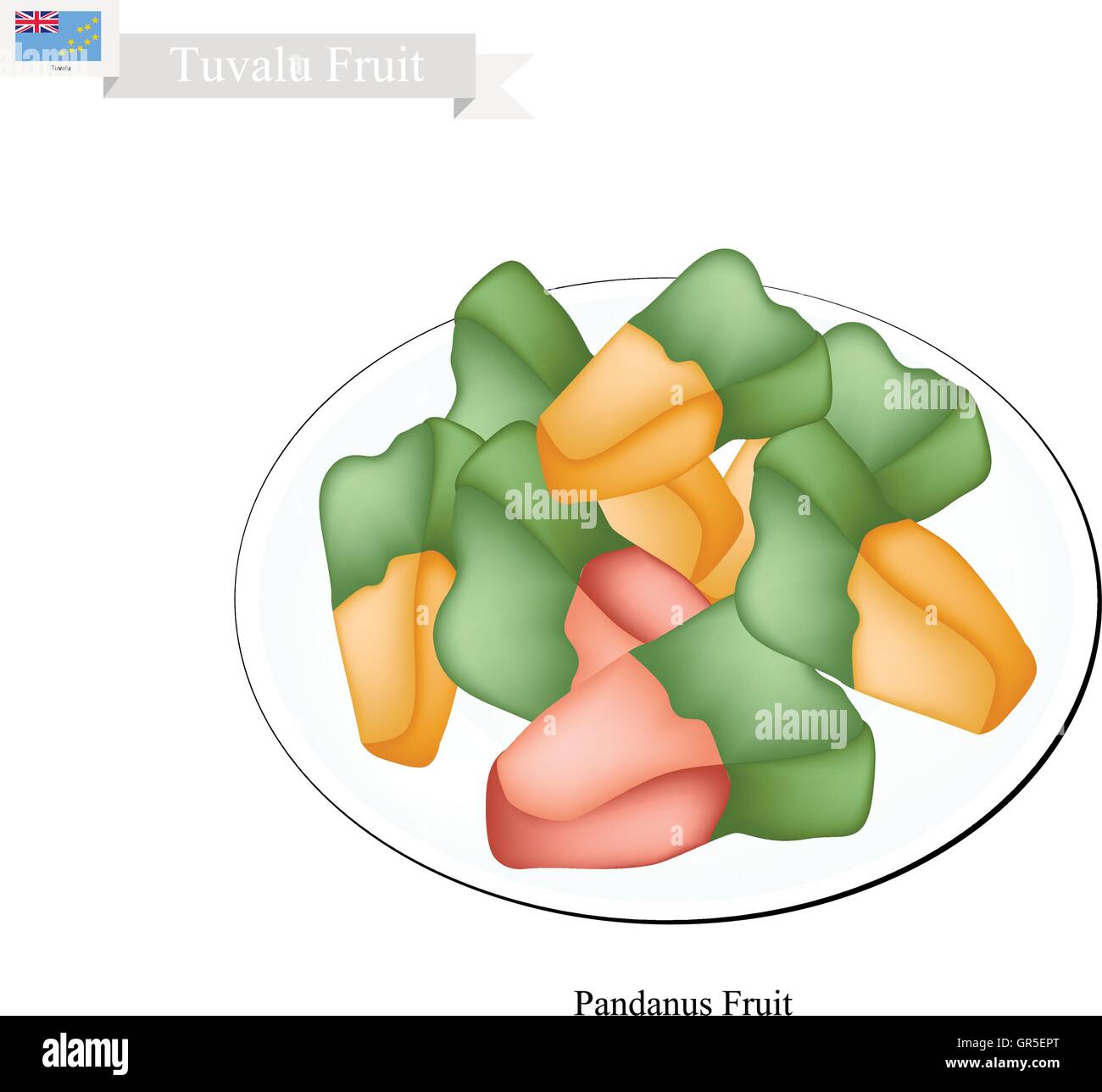 Tuvalu  Fruit, Illustration of Screw Pine, Pandanus Tectorius or Pandanus Odoratissimus. The Native Fruit in Tuvalu. Stock Vector
