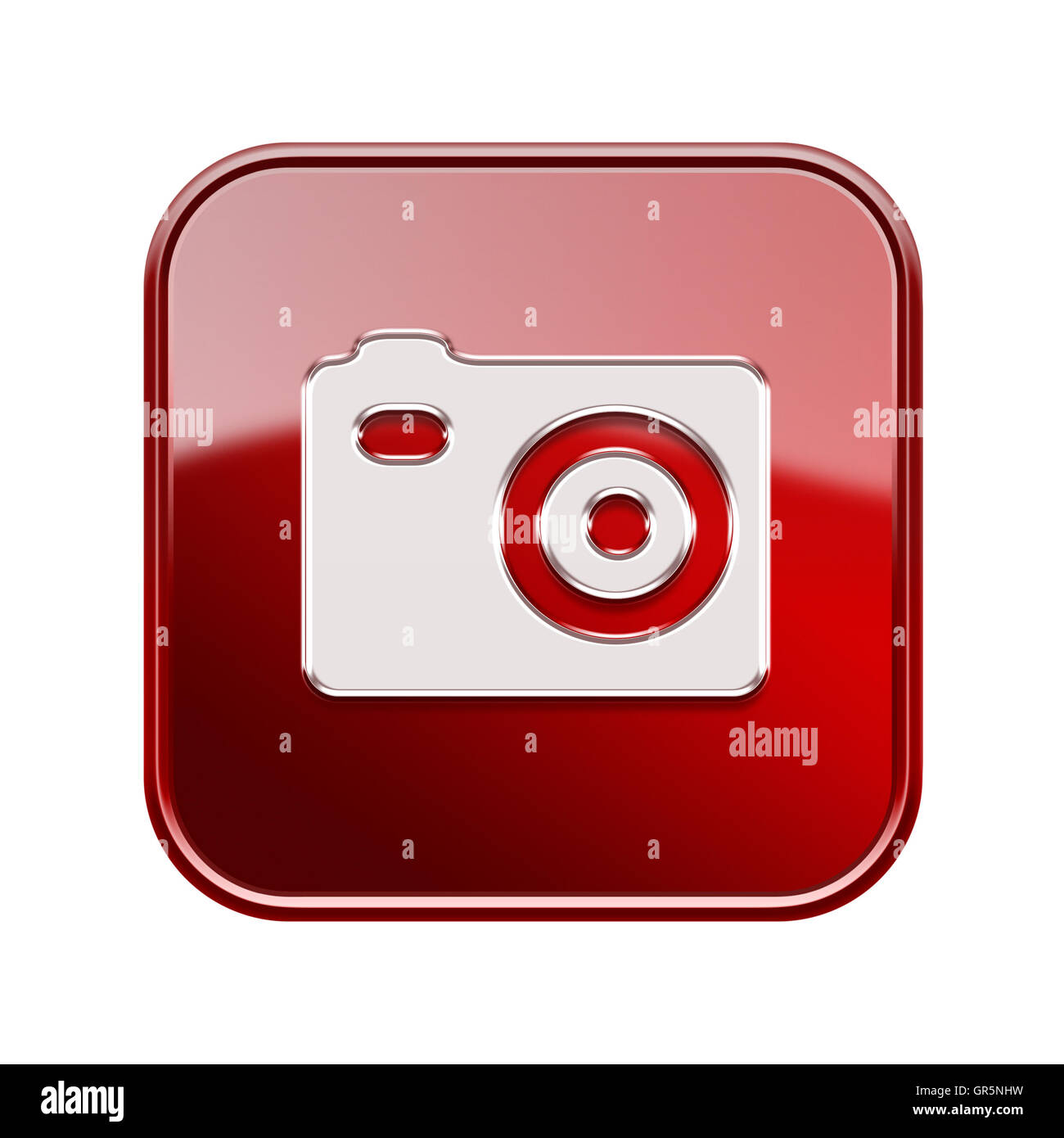Camera icon glossy red, isolated on white background Stock Photo - Alamy