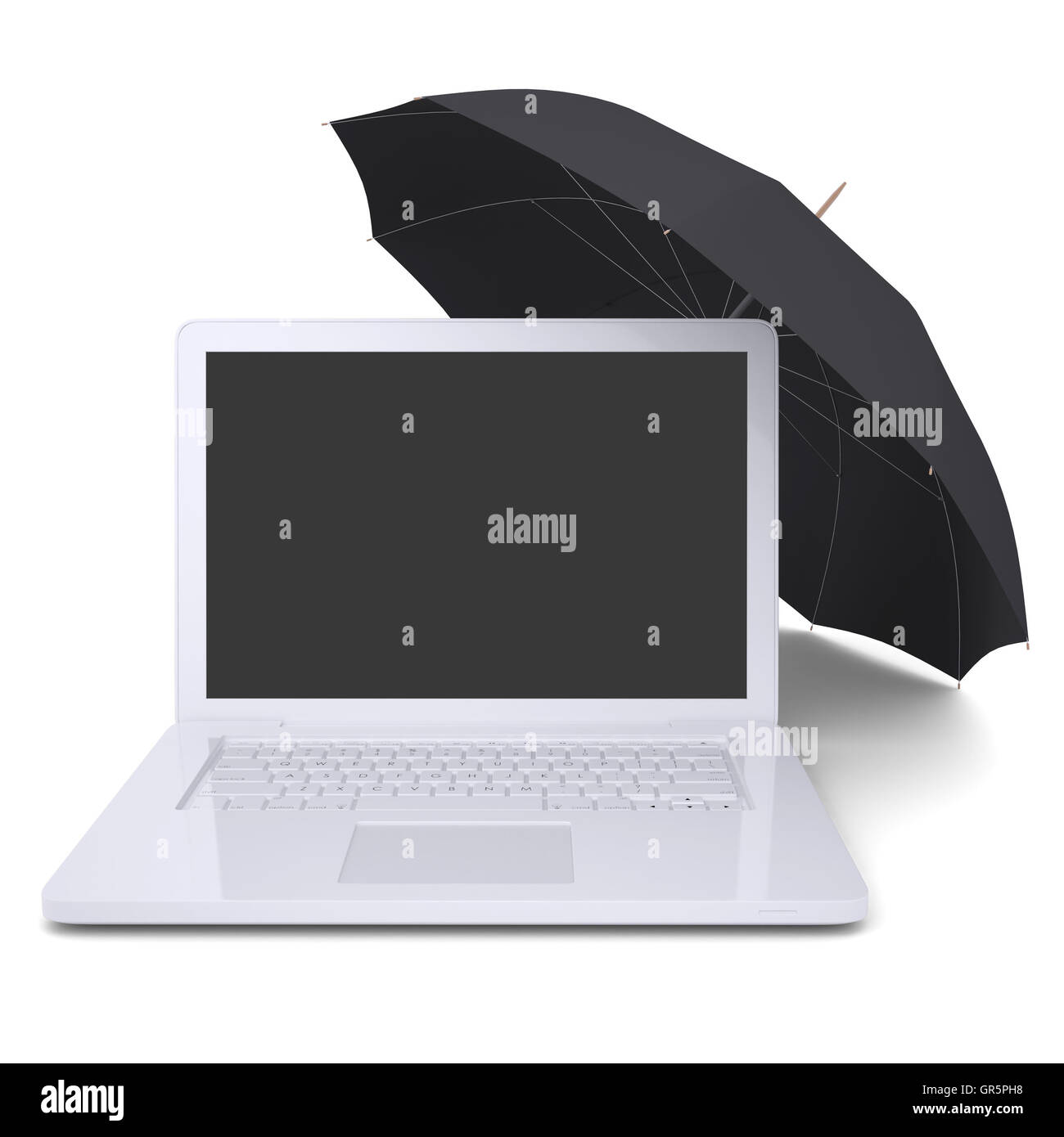 Umbrella covers the laptop Stock Photo Alamy
