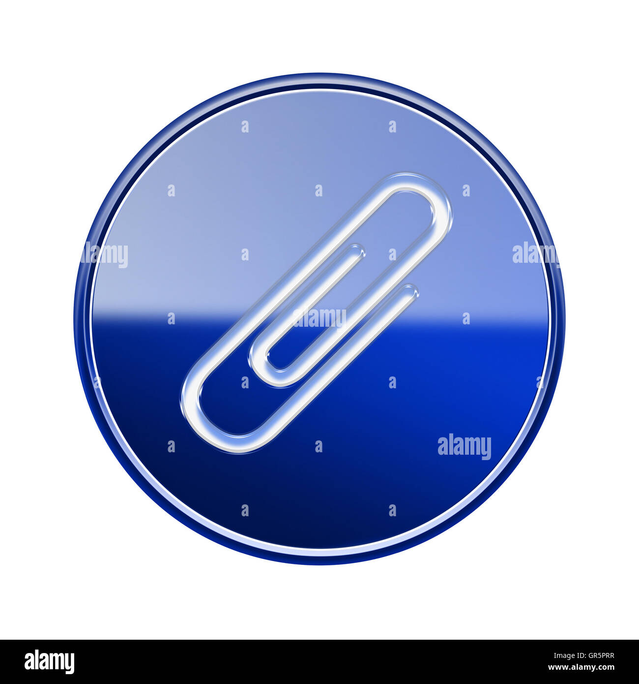 Paper clip icon glossy blue, isolated on white background Stock Photo