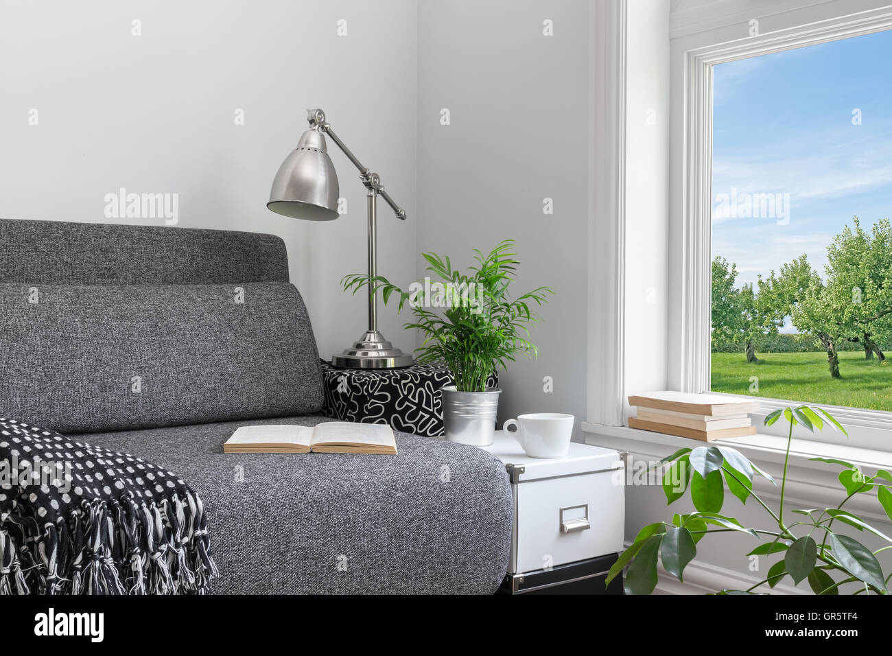 Room with modern decor and beautiful view Stock Photo