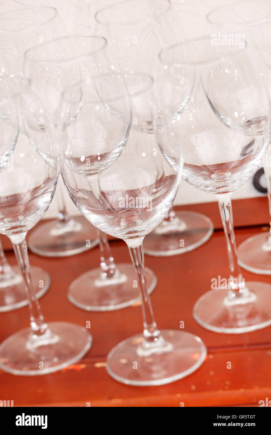 Empty glasses on restaurant table Stock Photo - Alamy