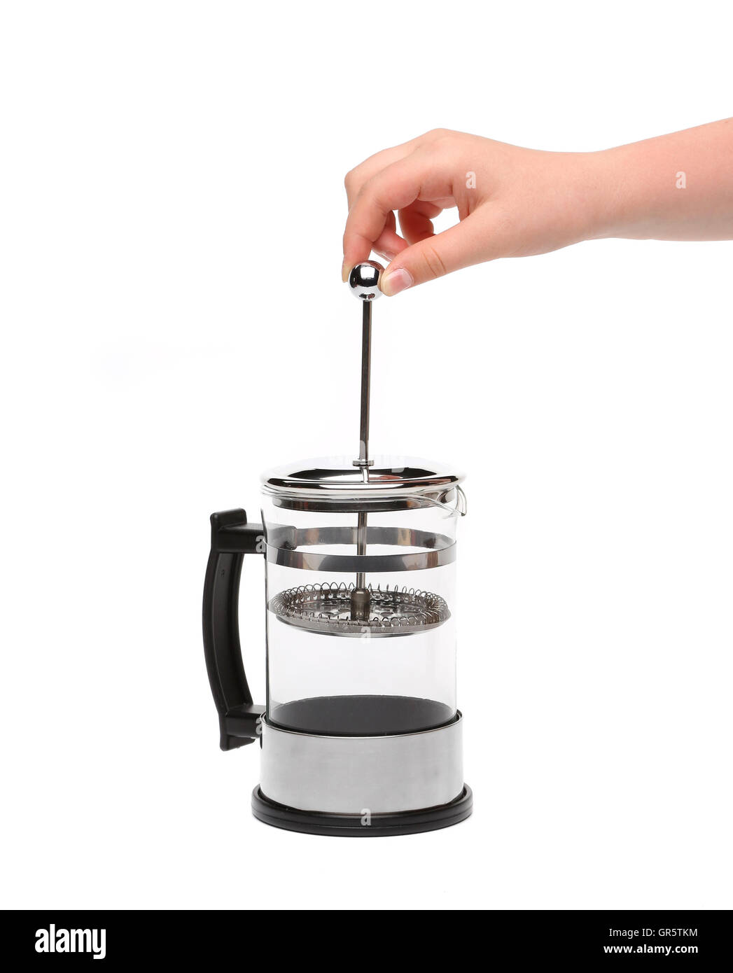 French Press Coffee or Teapot with a Hand Stock Photo Alamy