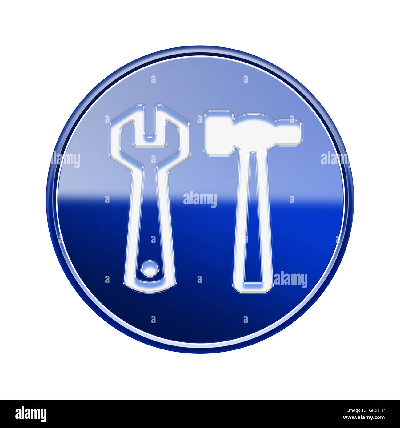 Tools icon glossy blue, isolated on white background Stock Photo - Alamy
