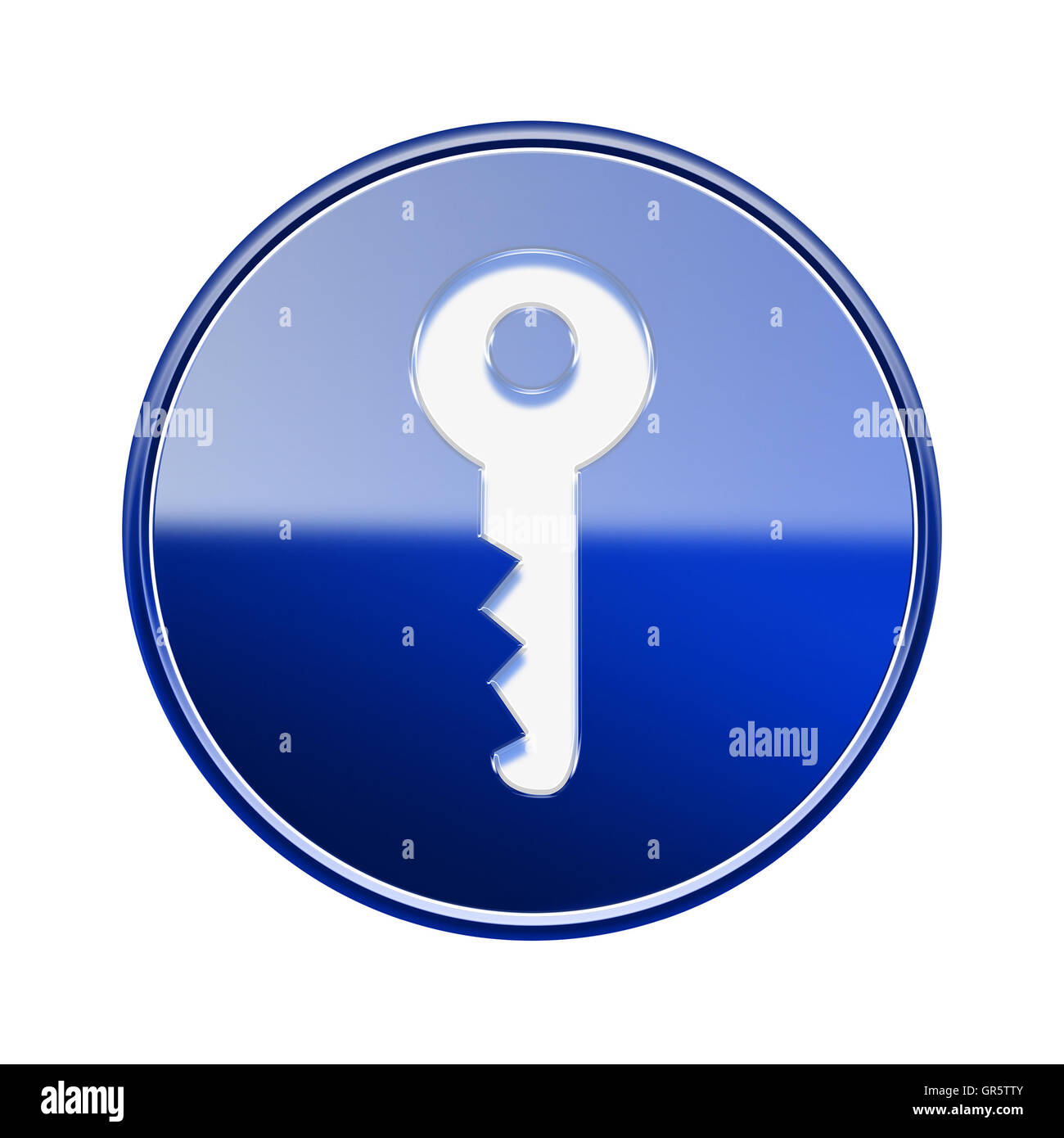 Key icon glossy blue, isolated on white background Stock Photo