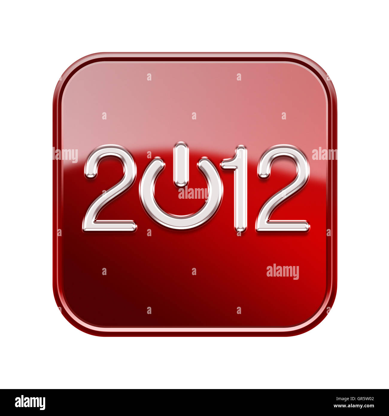 Year 2012 icon glossy red, isolated on white background Stock Photo - Alamy