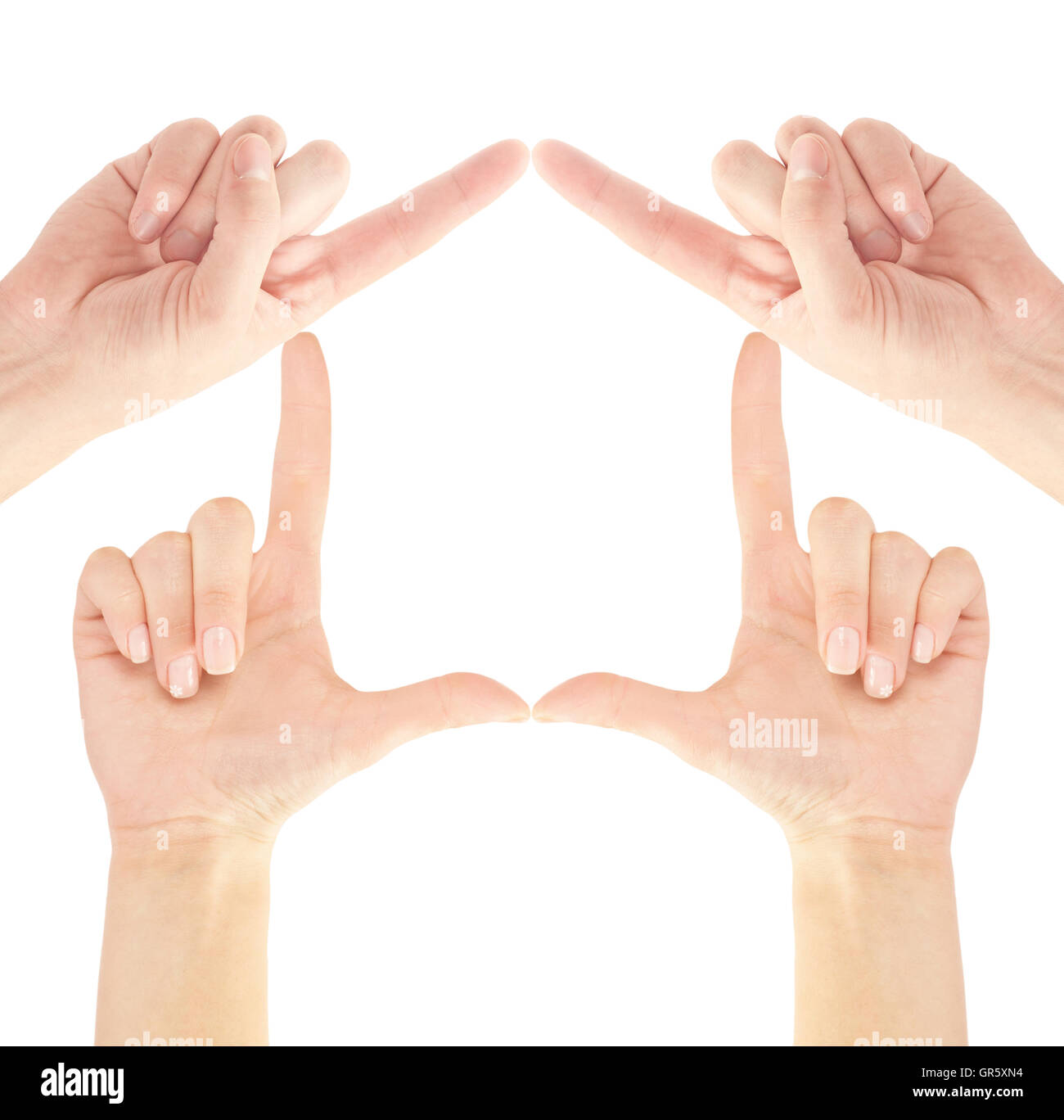 House made of woman hands on white background Stock Photo - Alamy