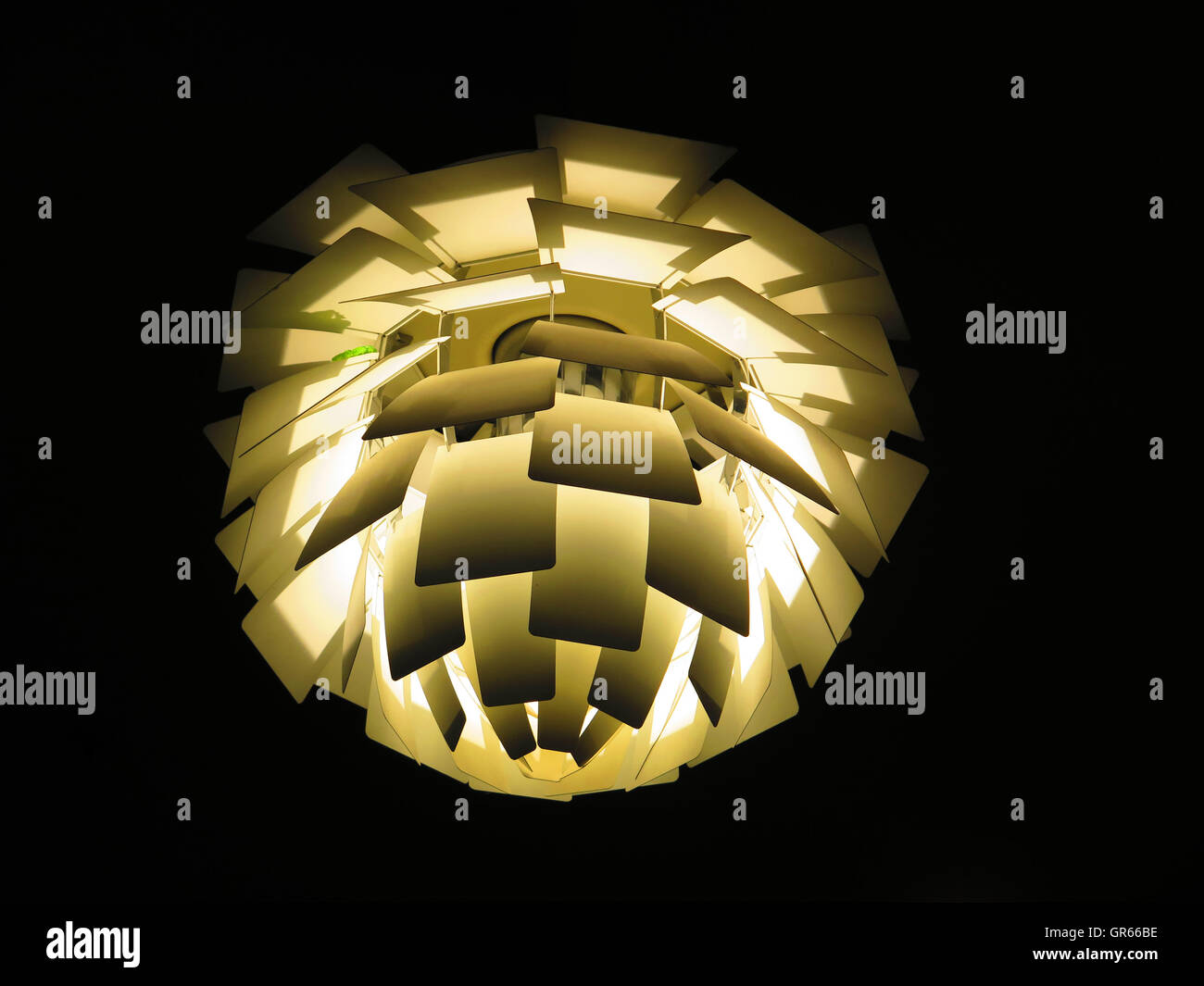 close-up of lamp shade hanging from ceiling Stock Photo