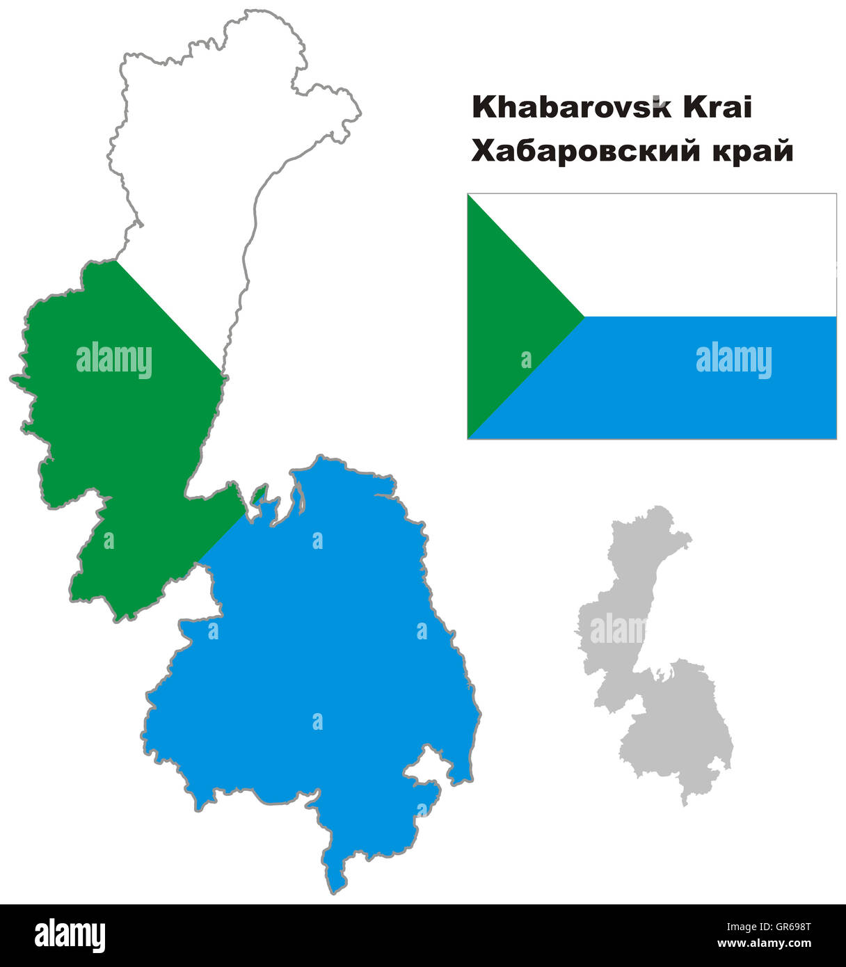 Outline map of Khabarovsk Krai with flag. Regions of Russia. Vector  illustration Stock Photo - Alamy