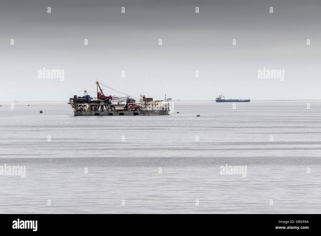 Tankers and drilling support vessels near Walvis Bay, Namibia Stock