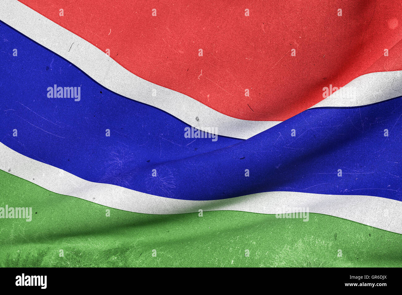 3d rendering of an old and dirty Gambia flag waving Stock Photo - Alamy