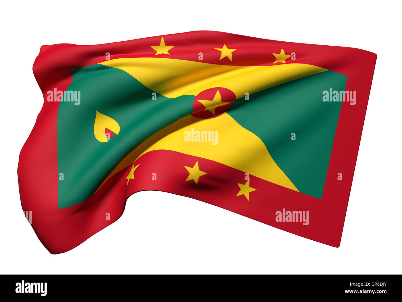 3d rendering of Grenada flag waving on a white background Stock Photo