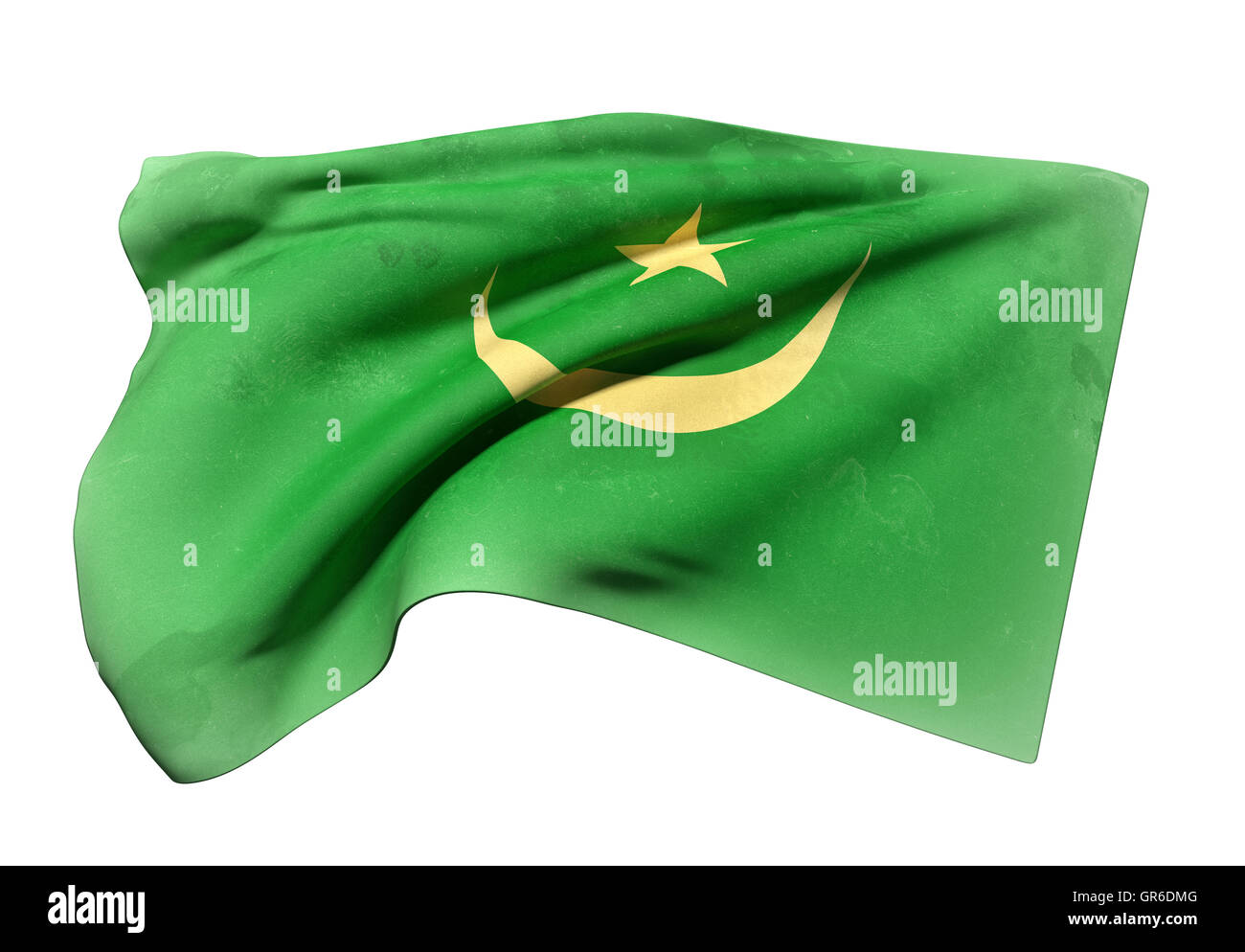 3d rendering of Mauritania flag waving on a white background Stock ...