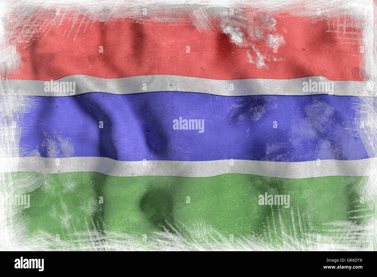 3d rendering of an old and dirty Gambia flag waving Stock Photo - Alamy