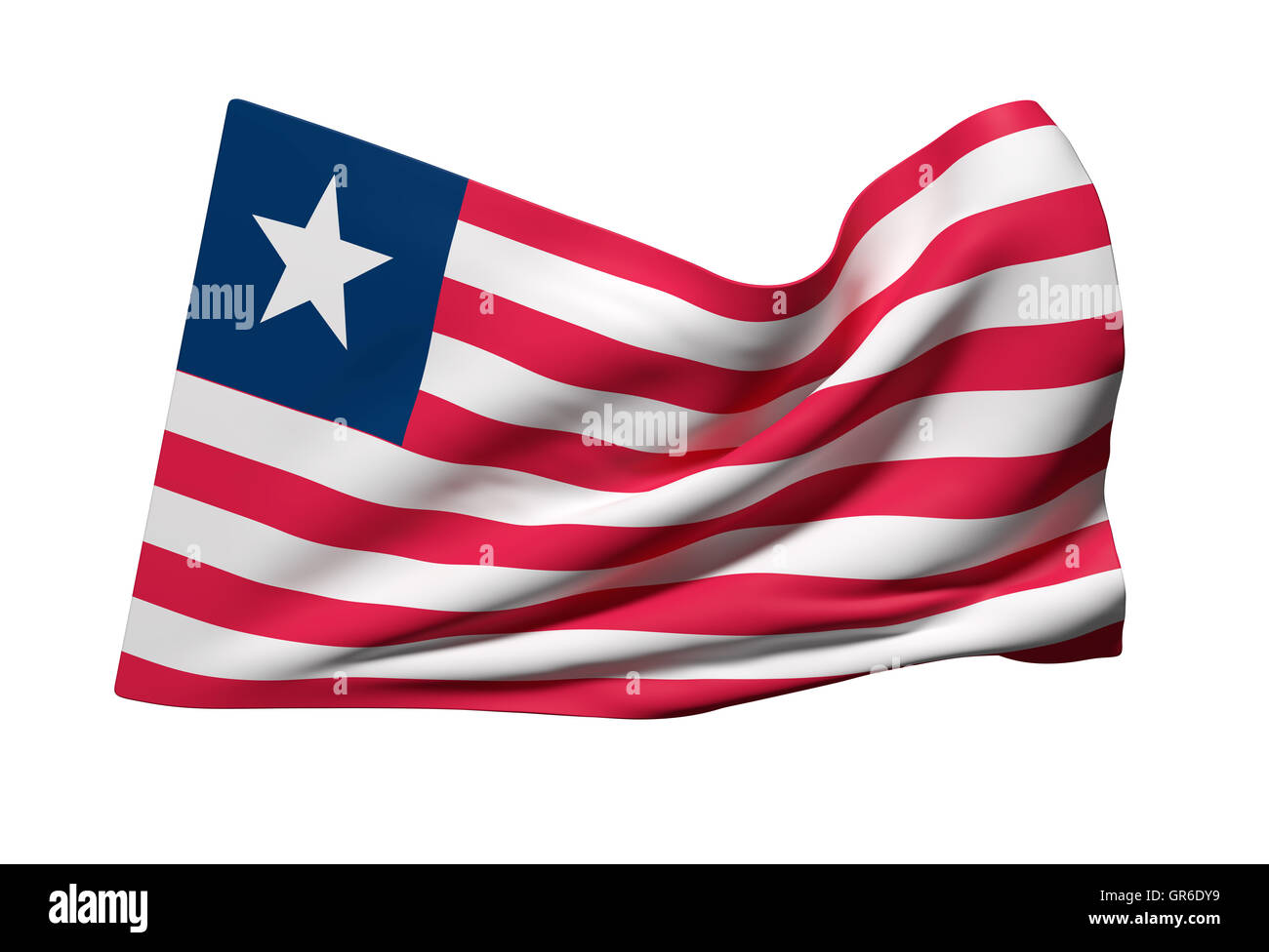 3d rendering of Liberia flag waving on a white background Stock Photo ...