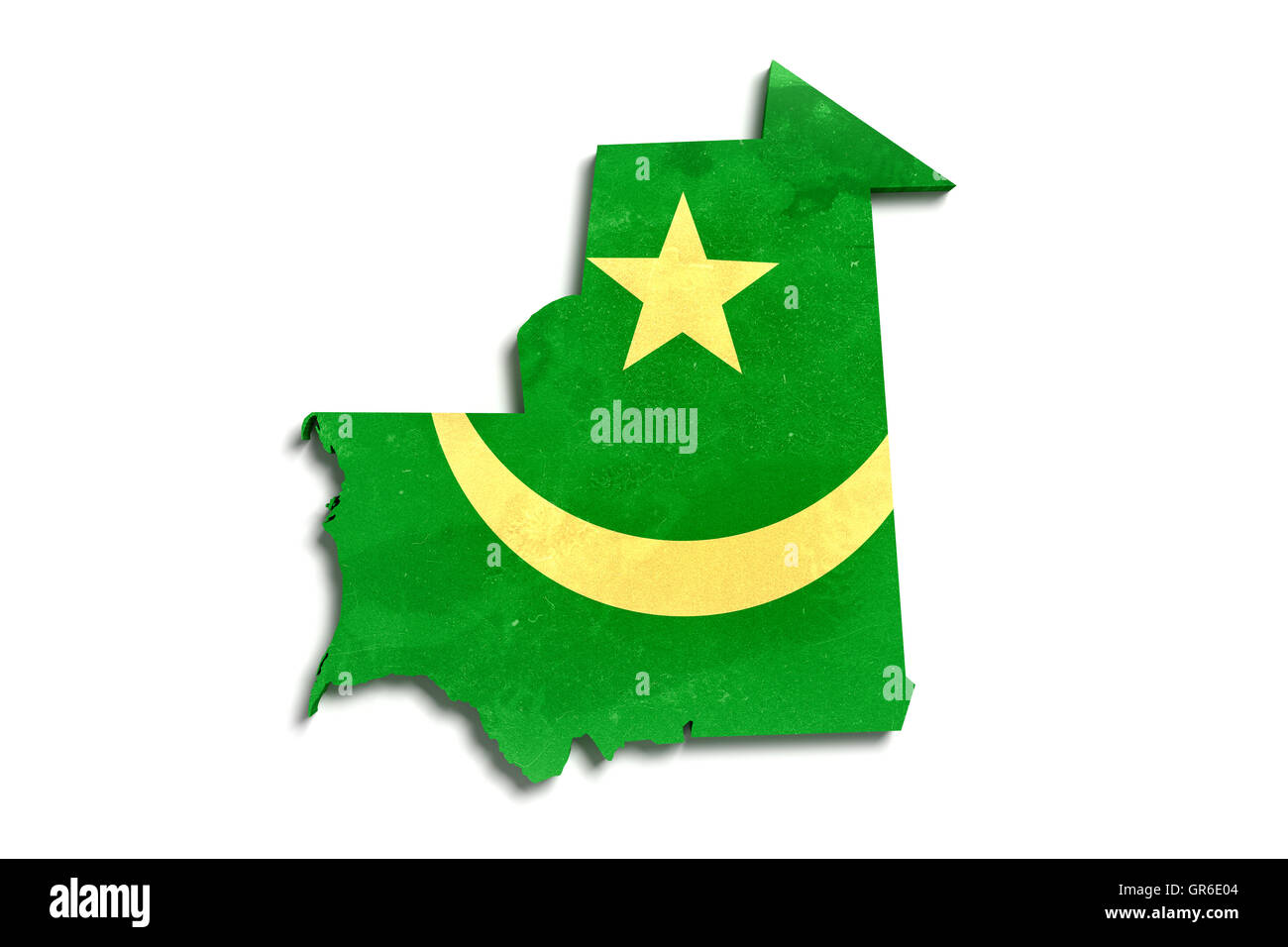 3d rendering of Mauritania map and flag on white background Stock Photo ...