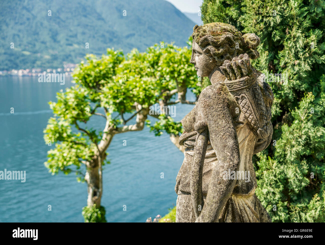 Ancient sculpture at the Garden of Villa Balbianello, Lenno at Lake