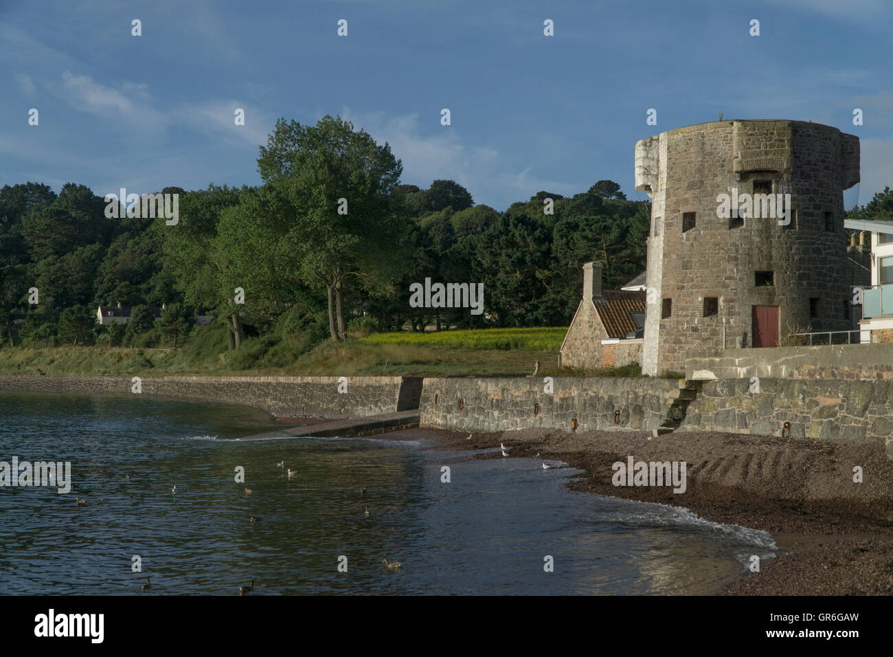 Historical defensive round Tower located at St,Catherine's,Jersey,Channel Islands Stock Photo