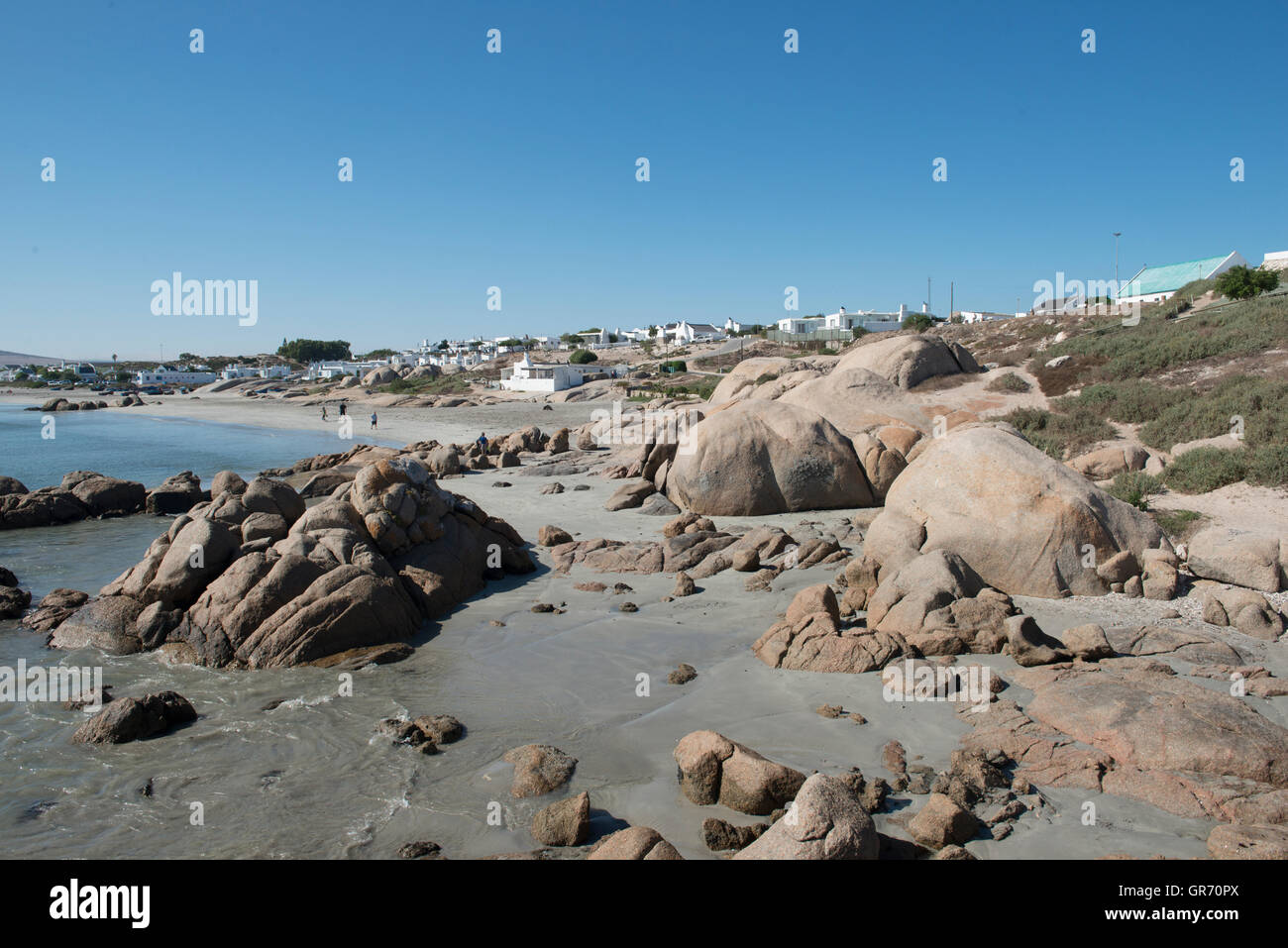Coastline and houses in Paternoster, Western Cape, South Africa Stock ...