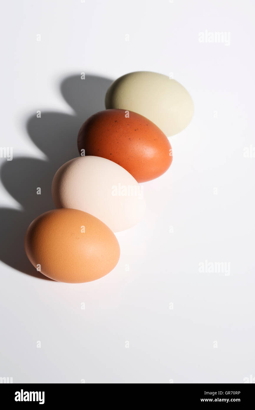 Four Eggs In A Row Stock Photo