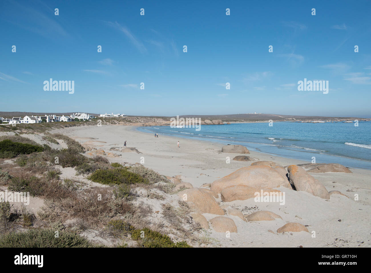 Coastline and houses in Paternoster, Western Cape, South Africa Stock Photo