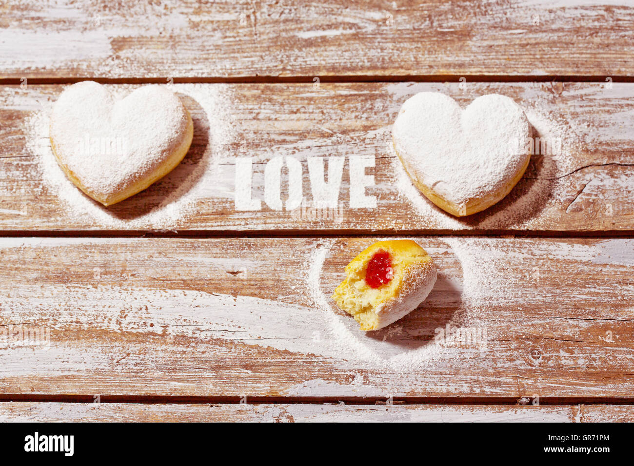 Heart Donuts And Love Letters Stock Photo