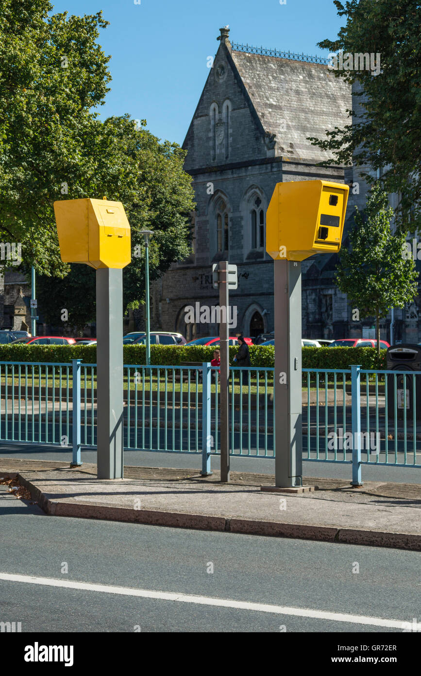Speed Cameras on Royal Parade in Plymouth. Stock Photo