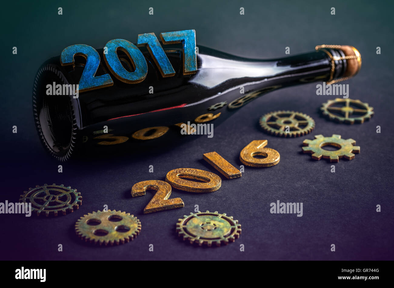Happy new year 2017 concept with champagne bottle Stock Photo - Alamy