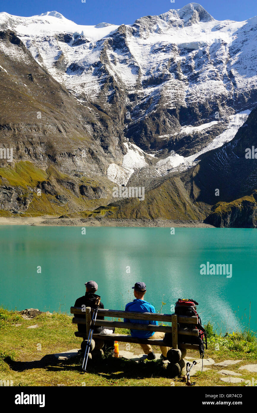 Hiking With Backpack In The Mountains Stock Photo - Alamy