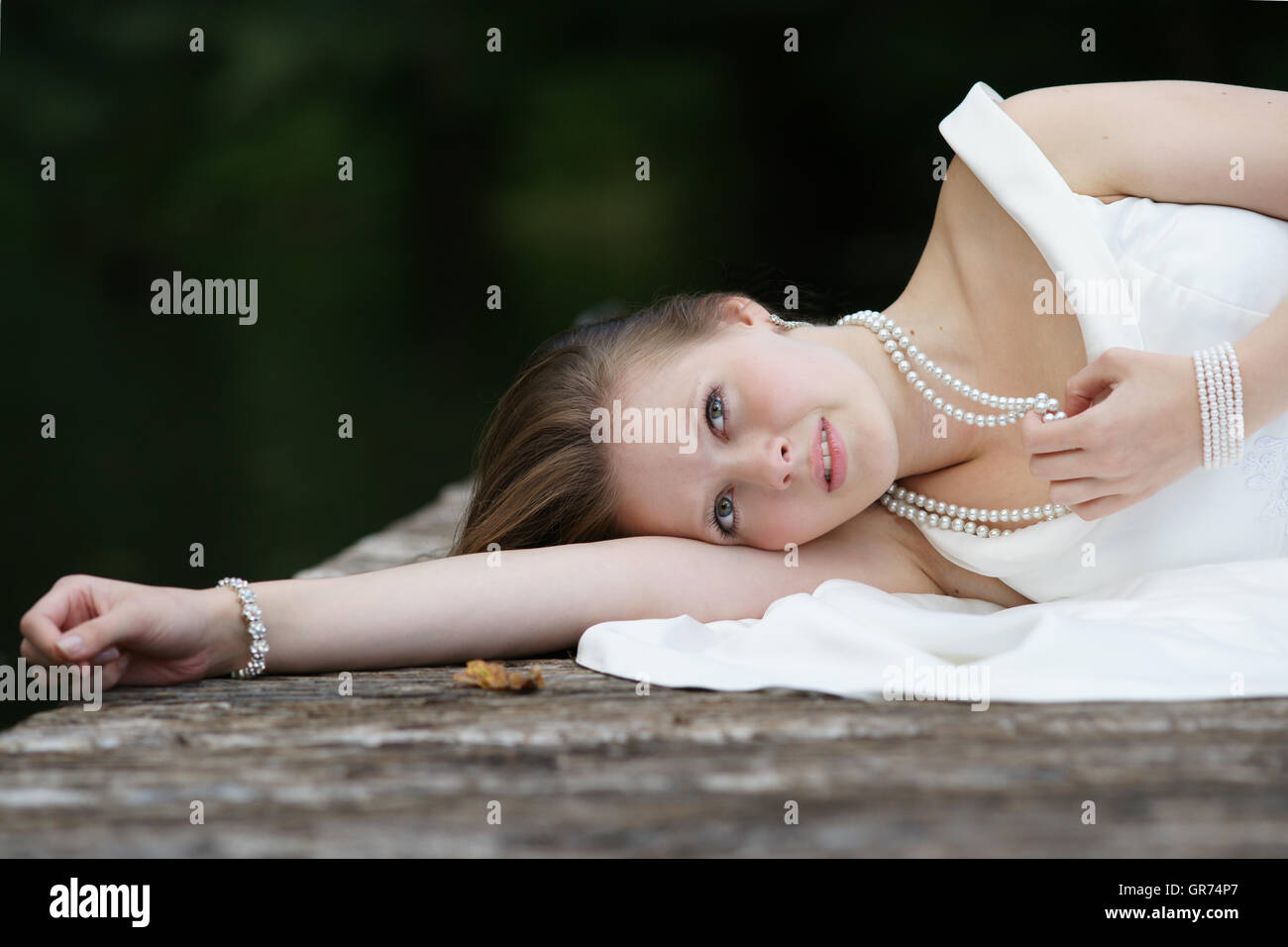 Girl With A White Dress Stock Photo