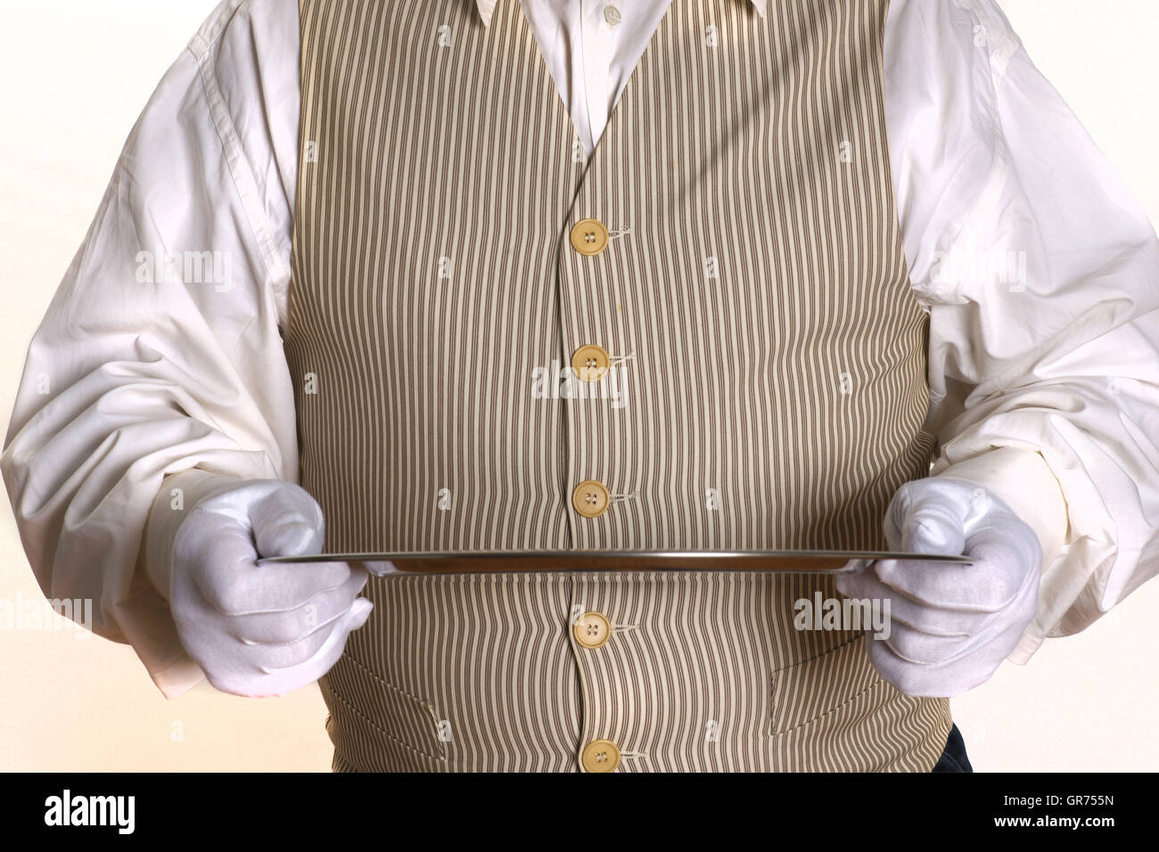 Butler With A Silver Tray Stock Photo