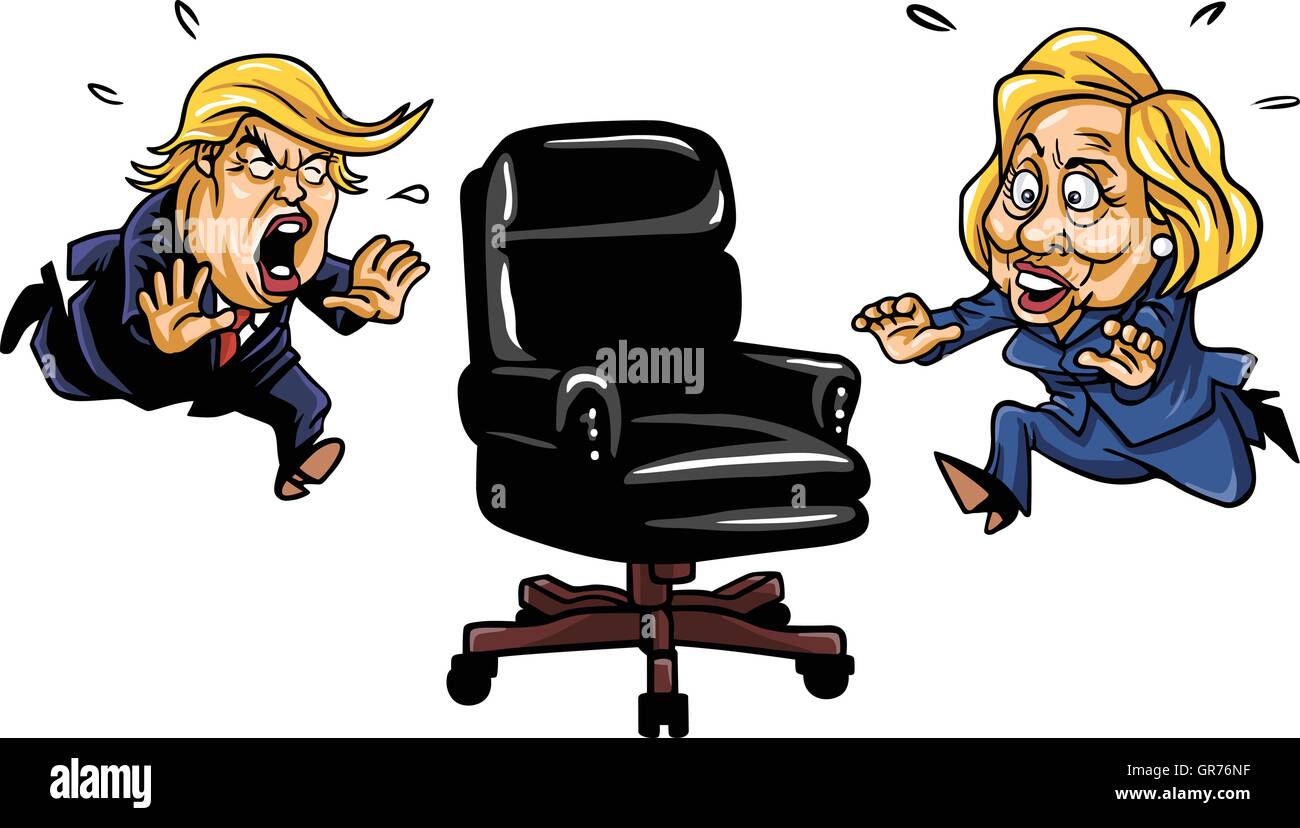 Republican Donald Trump versus Democrat Hillary Clinton Running For Presidential Chair Stock Vector