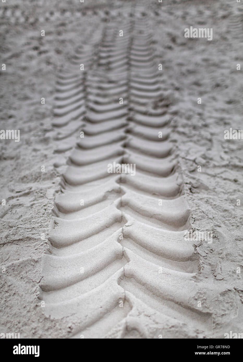 Tire Tracks In The Sand Stock Photo Alamy