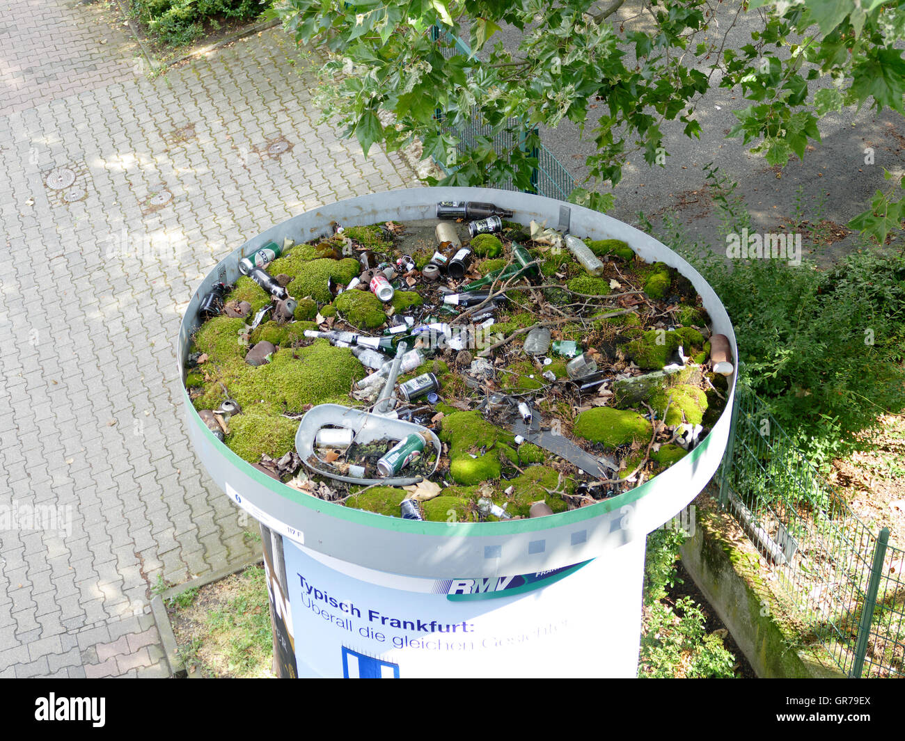 Advertising Column full of garbage Frankfurt am Main Germany Europe