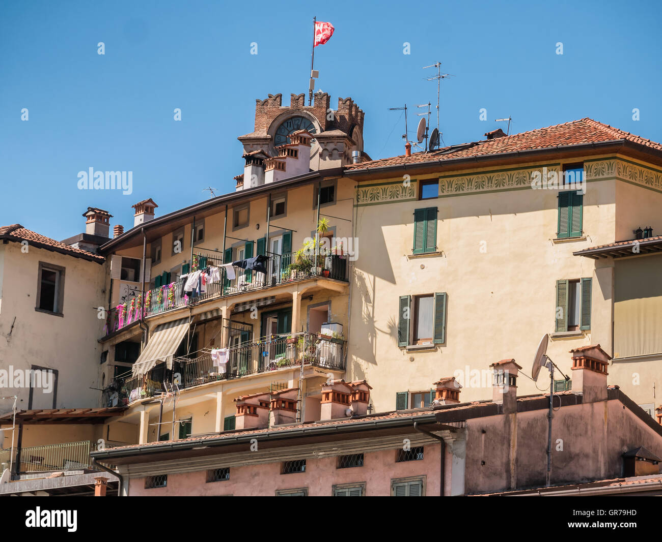 City of Lovere at lake Iseo in Italy Stock Photo