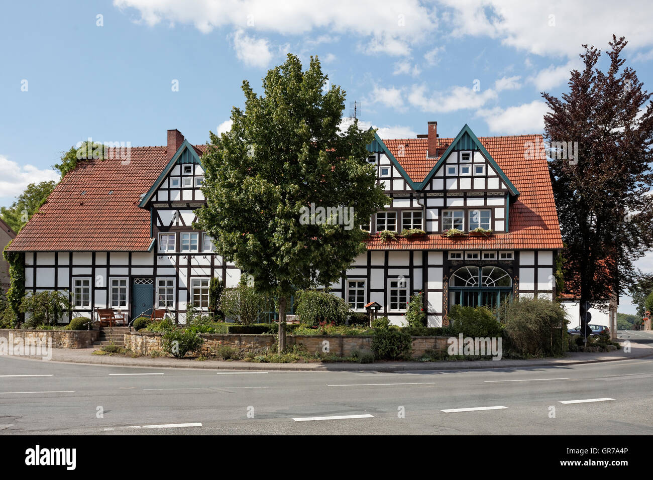 Schledehausen, Timbered House In Lower Saxony, Germany, Europe Stock Photo