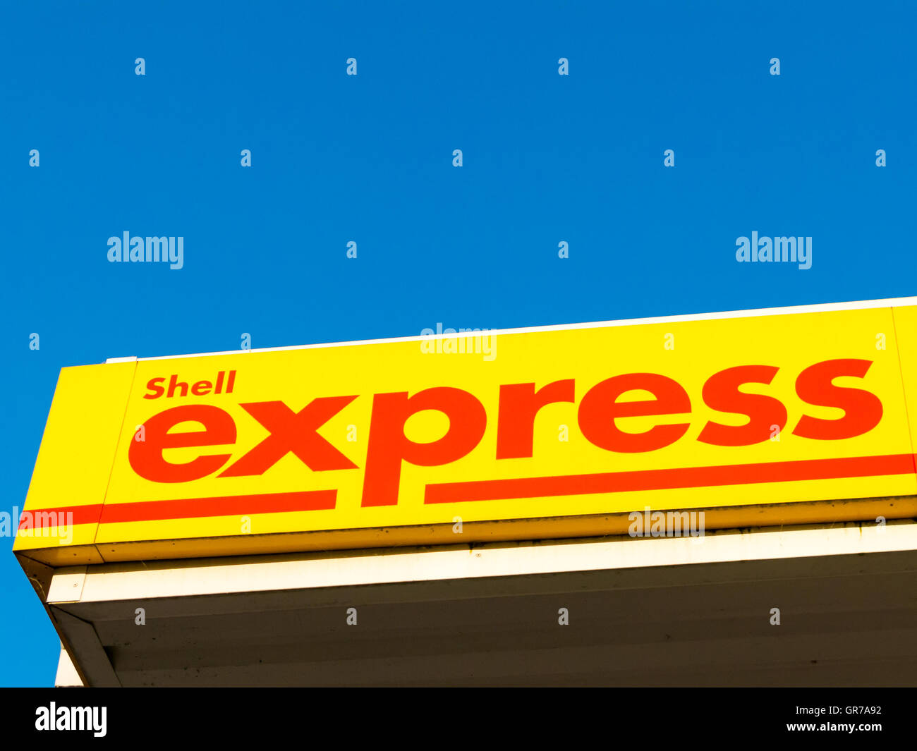 Shell express trademark of petrol station of Royal Dutch Shell multinational oil and gas company Shell express trademark of petrol station of Royal Dutch Shell multinational oil and gas company