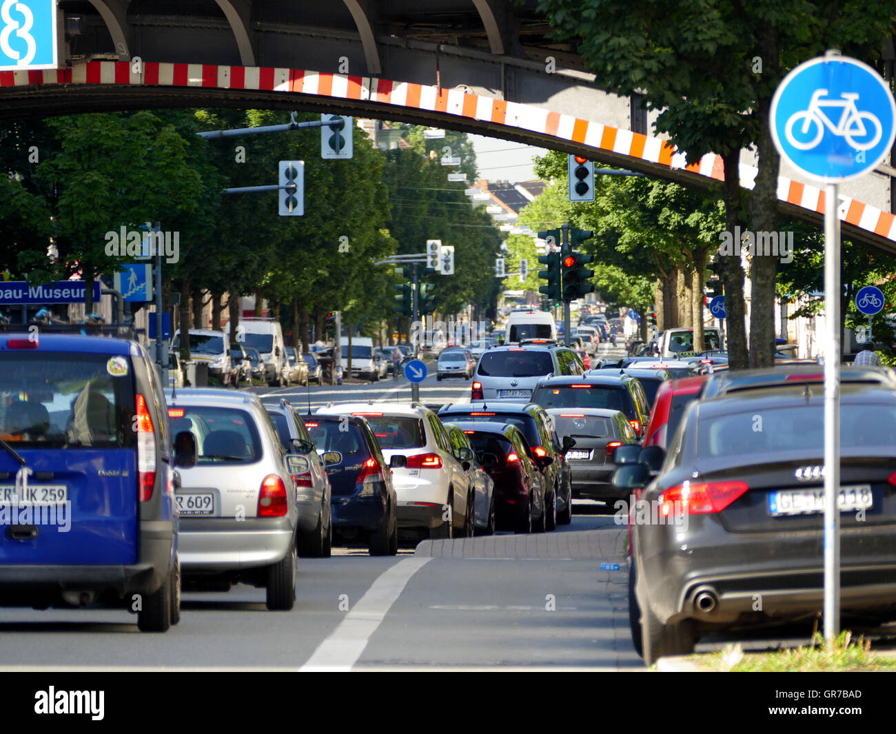 Rush hour Traffic in Bochum Nordrhein Westfalan Germany Europe Stock Photo