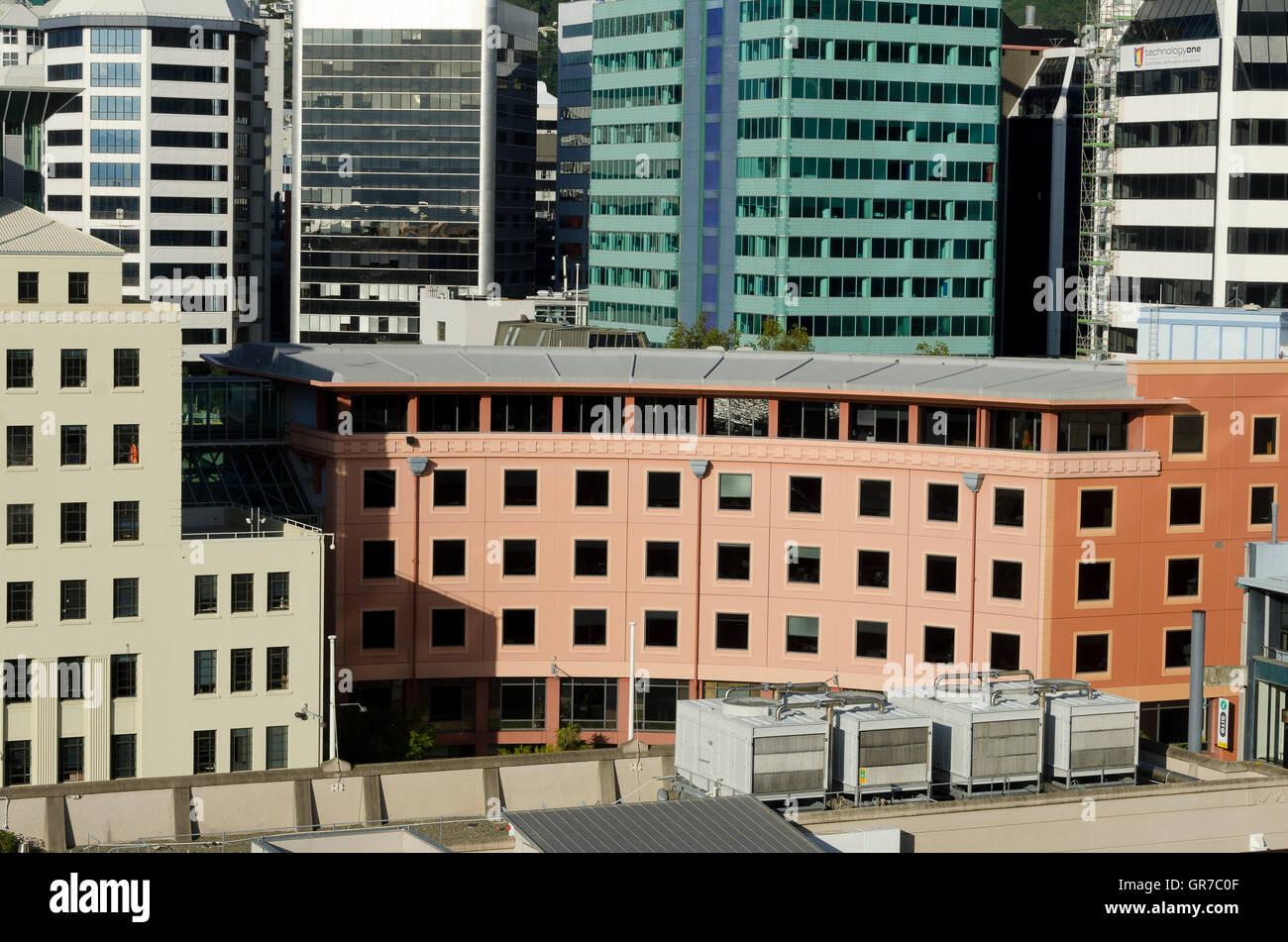 City buildings, Wellington, North Island, New Zealand Stock Photo