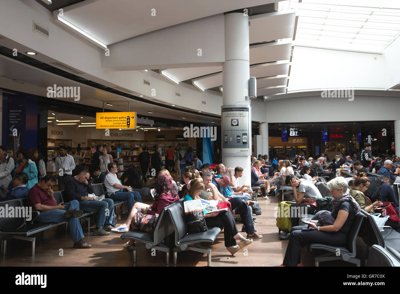 Heathrow Terminal 3 departure lounge, London, England, UK Stock Photo