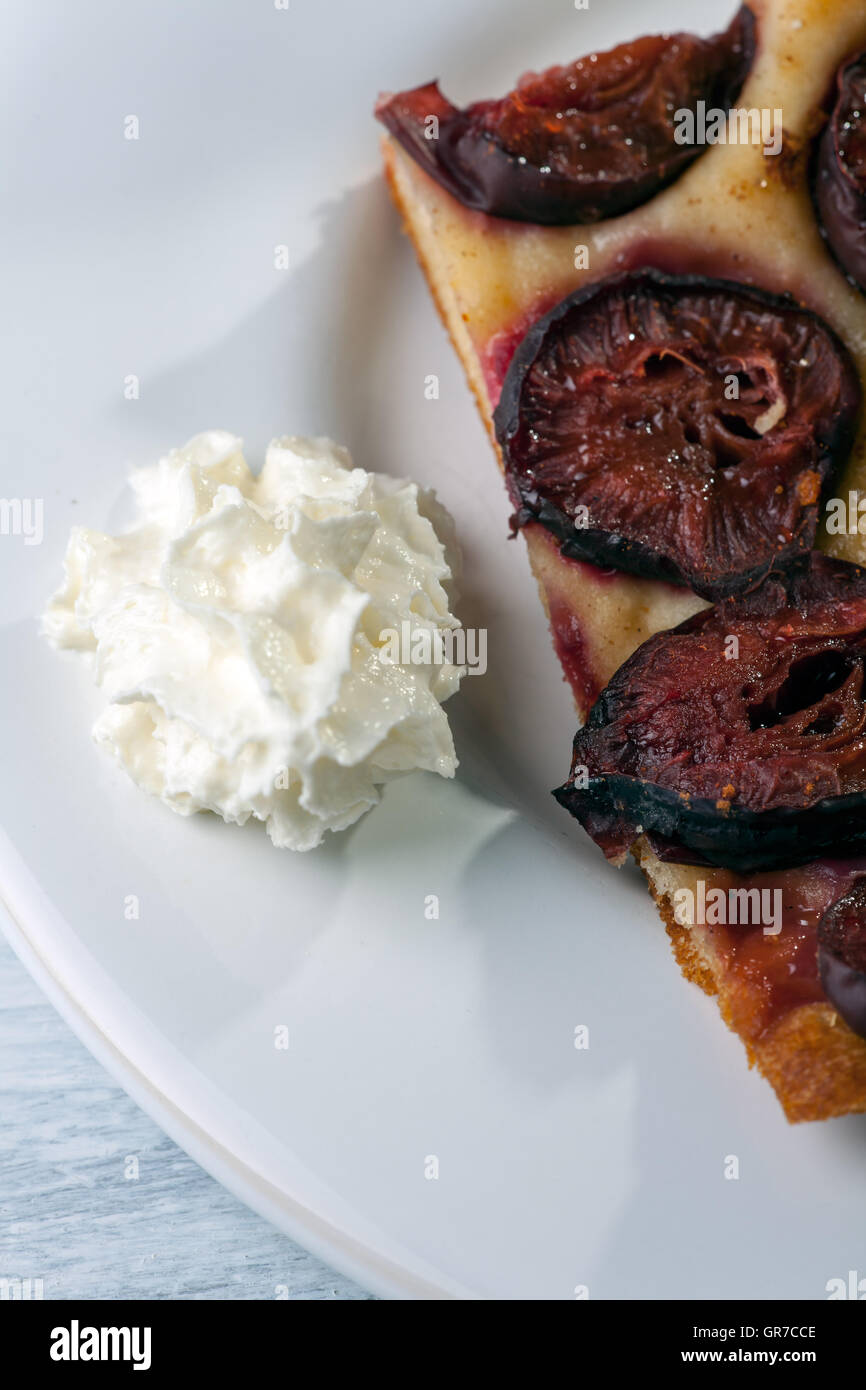 Plumcake With Cream Stock Photo