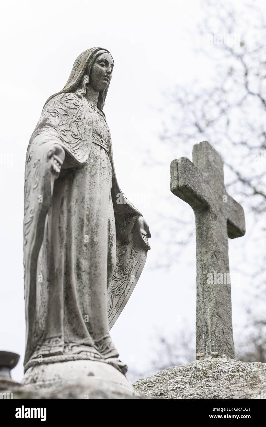 Virgin Mary Statue Near The Monastery Piona On The Shores Of Lake Como Stock Photo