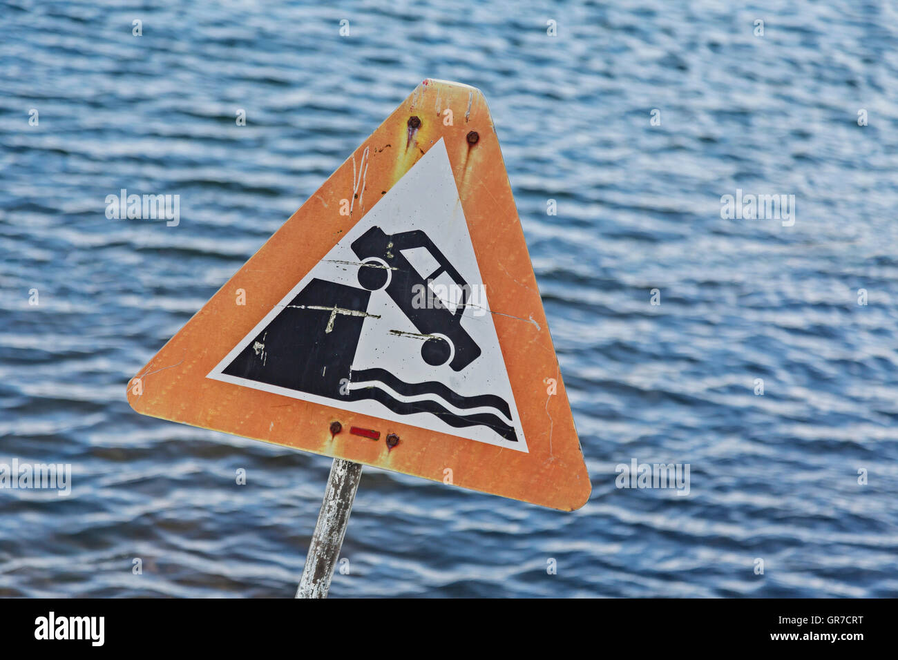 Sign Warning Of The Abrupt End Of The Road Stock Photo