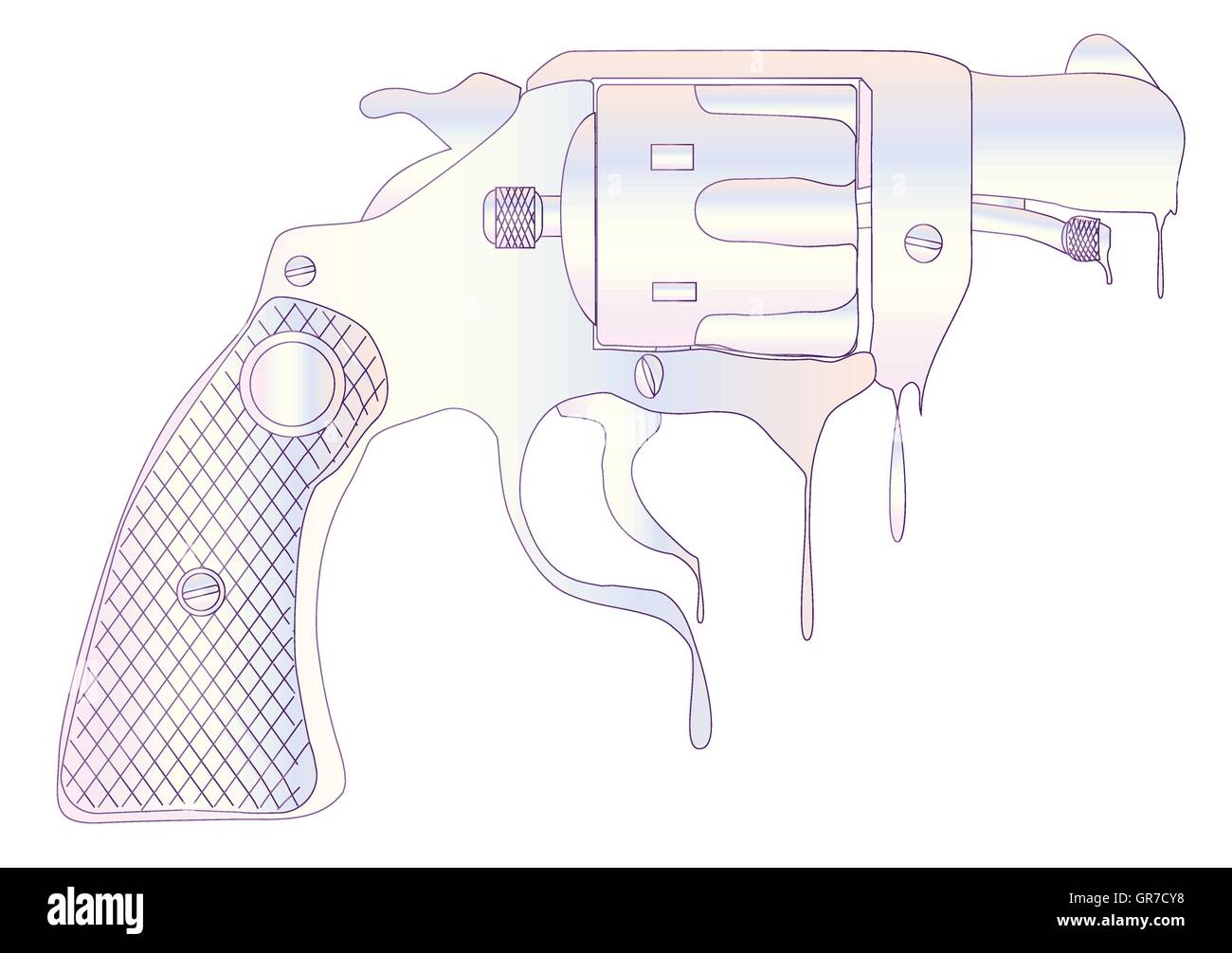 A snub nose revolver made from melting ice Stock Vector