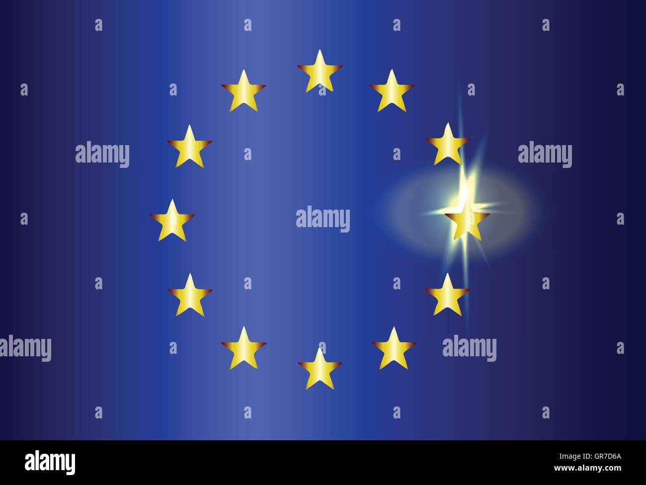 Flag of the European Union with blue background and yellow stars with