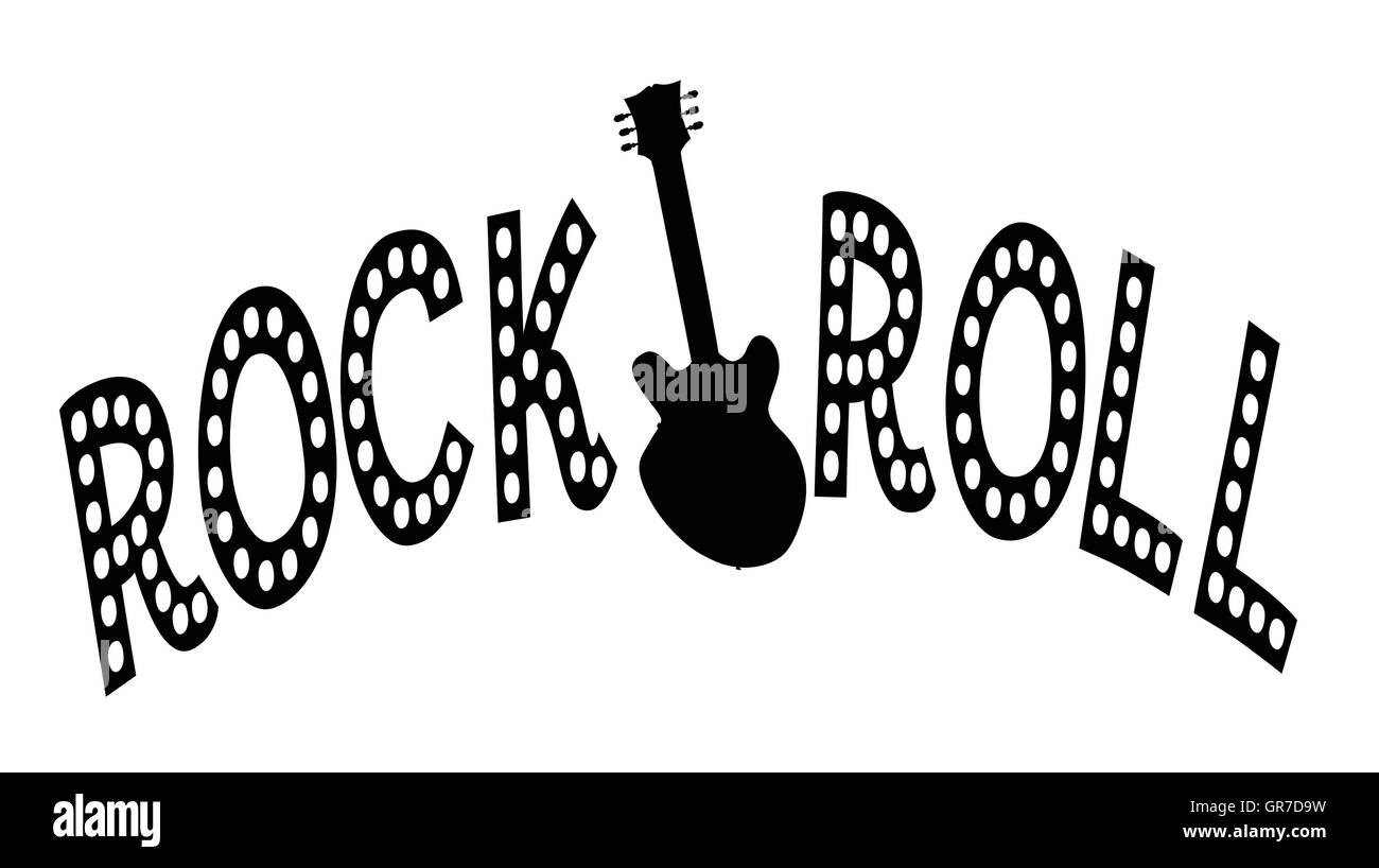A banner proclaiming Rock and Roll in black over a white background Stock Vector