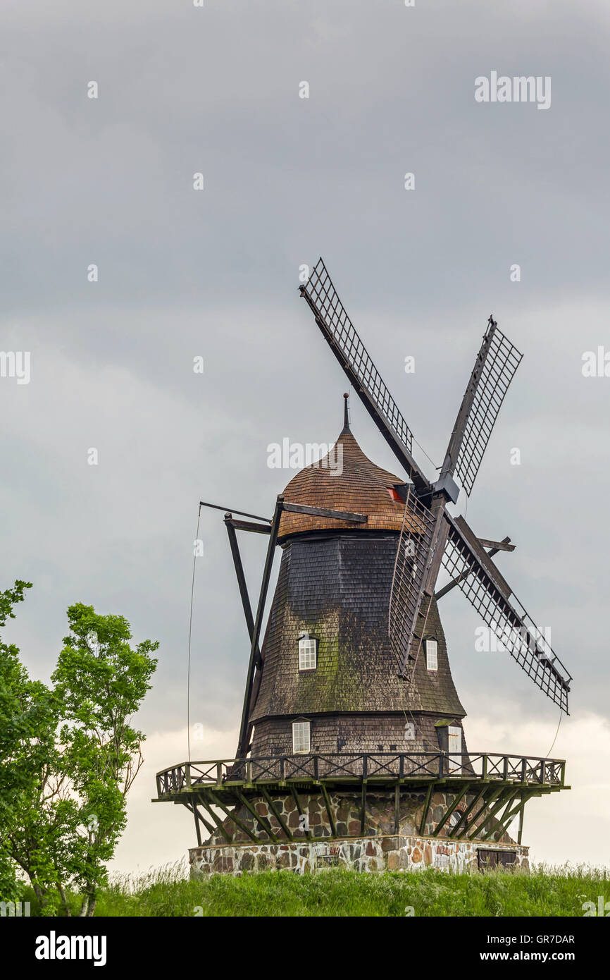 Traditional Windmill On The Swedish West Coast Stock Photo